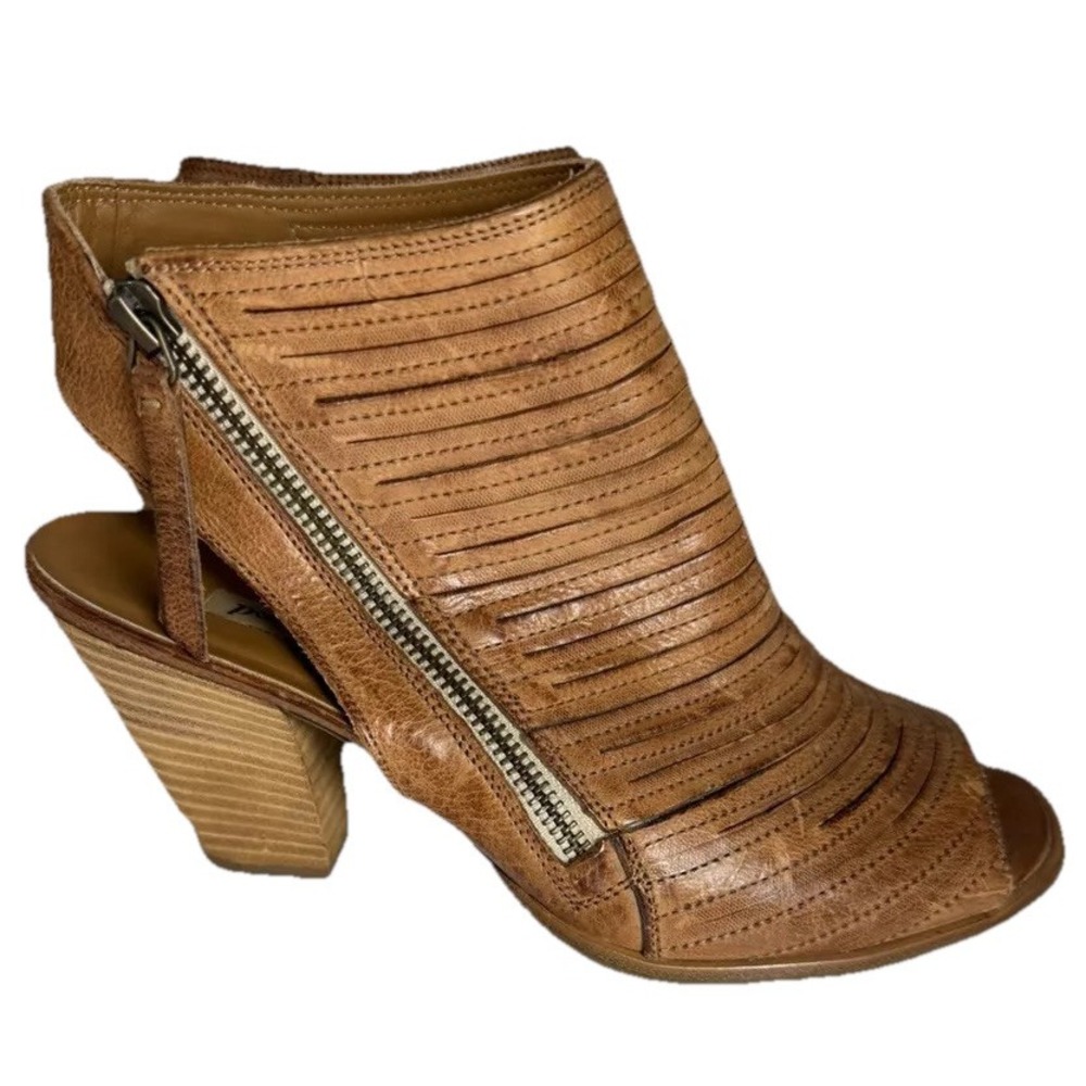 Paul green Women's Cayenne Brown Leather Peep Toe Sandal Booties Size 5.5